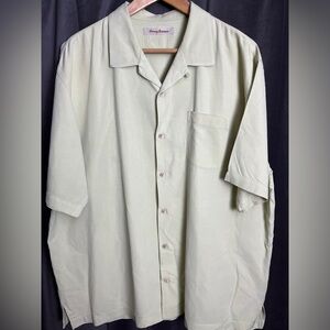Tommy Bahama Silk Light Green Short Sleeved Button Down Camp Shirt - XL